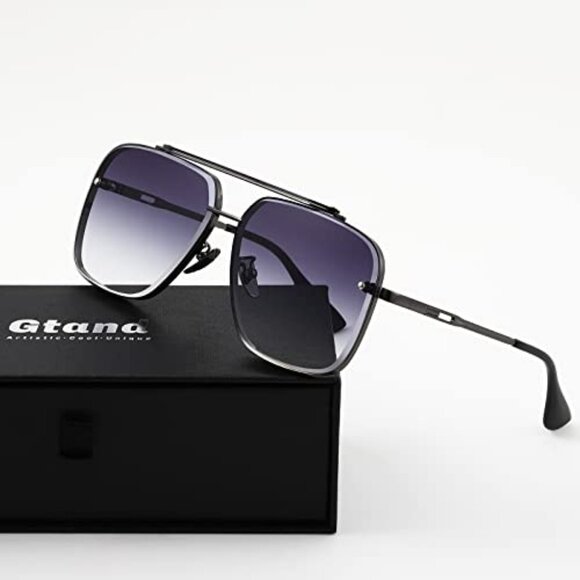 Oversized Square Aviator Sunglasses Vintage Metal Y2K Retro Chic main image 6